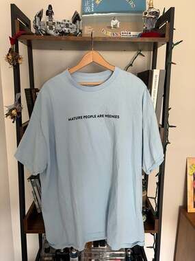 Baylen Levine Mature People Are Weenies Light Blue Graphic T-Shirt